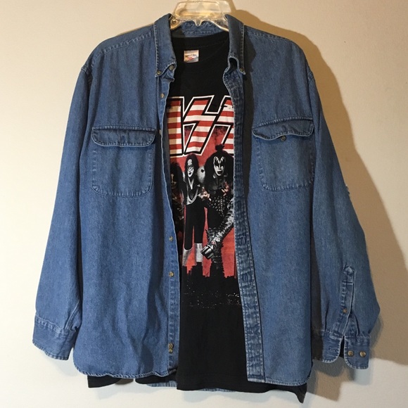 Vintage Other - 80s Vintage Chambray Shirt Distressed Button Down